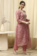 Pink Chanderi Machine Embroidered Unstitched Suit Set image number 6