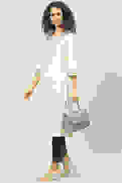 White Acrylic Straight Yarndyed Kurta image number 5