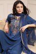 Navy Blue Embroidered Straight Suit Set image number 0