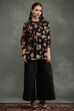 Black Silk Chanderi Floral Printed Gathered Co-ord Set image number 5