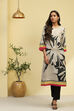Black and Beige Floral Printed Straight Kurta image number 0