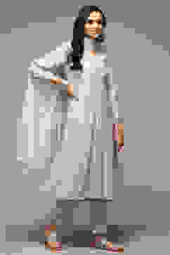 Sea Green Viscose Straight Kurta Pants Suit Set image number 6