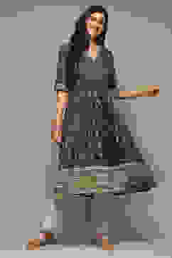 Blue Rayon Straight Printed Kurta image number 0