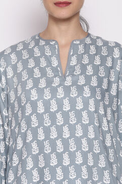 Grey Cotton Straight Printed Sleepwear image number 2