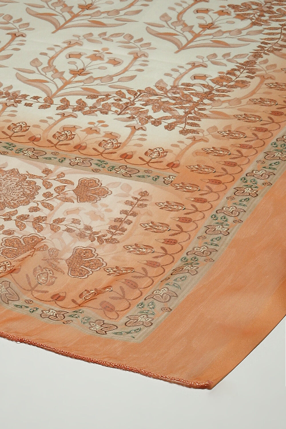 Beige Cotton Screen Print Unstitched Suit Set image number 4