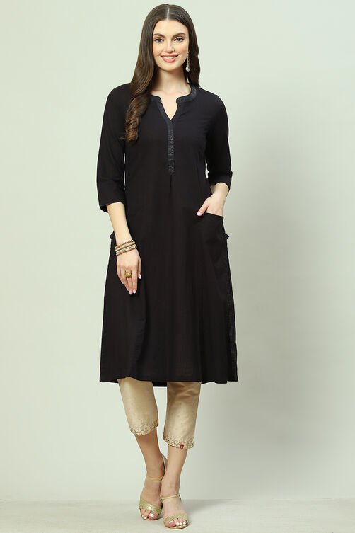Blue Cotton Solid Kurti image number 0