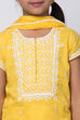 Yellow Cotton Chikankari Straight Kurta Palazzo Suit Set image number 1