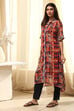 Orange Printed Shirt-Style Straight Kurta image number 2
