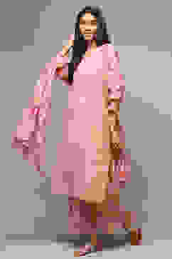 Pink Rayon Straight Kurta Palazzo Suit Set image number 5