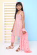 Peach Cotton Straight Kurta Regular Pant Suit Set image number 4