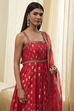 Red Yarn-Dyed Strappy Anarkali Suit Set image number 1