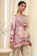Off-White-Pink Modal Blend Straight Printed Short Kurta image number 4