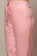 White & Blue Rayon Gathered Kurta Pants Suit Set image number 3