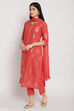 Royal Blue Cotton Straight Kurta Pant Suit Set image number 0