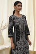 Black Pure Cotton Printed Straight Kurta image number 1
