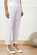 White Solid Cotton Blend Narrow Pants image number 3