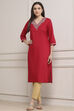 Red Solid Straight Kurta