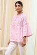 Blue Cotton Striped Straight Short Kurta image number 2