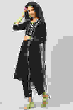 Black Art Silk Anarkali Kurta Pants Suit Set image number 0