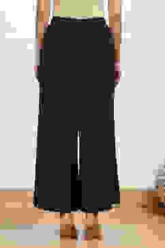 Black Viscose Solid Straight Palazzo image number 5