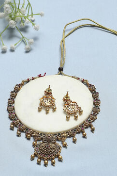 Red Green Alloy Necklace Set image number 4