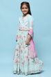 Aqua Chanderi Blouse With Georgette Lehenga & Net Dupatta  image number 4