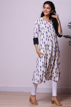 Off White Cotton Yarndyed Kurta image number 3