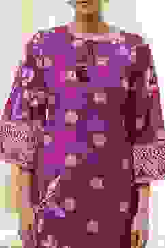 Berry Purple Cotton Straight Suit Set image number 1