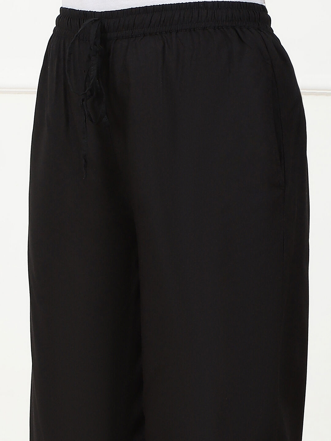 Black Rayon Regular Solid Palazzo image number 1
