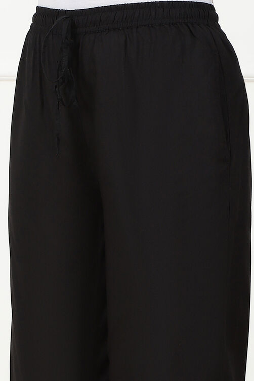Black Rayon Regular Solid Palazzo image number 1