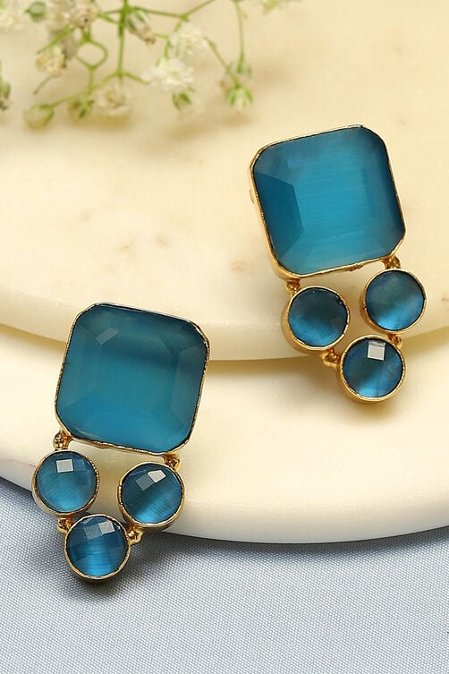 Blue Brass Earrings image number 0