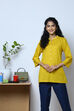 Black Cotton Flax Solid Kurti image number 1