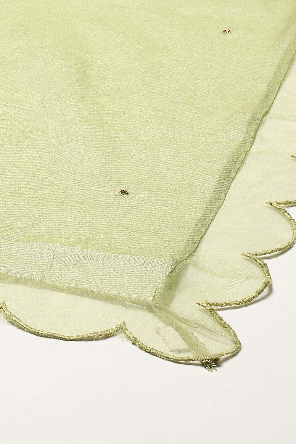 Green Cotton Blend Floral Straight Suit Set image number 3