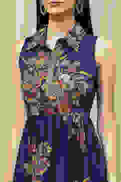 Indigo Cotton Floral Tiered Dress image number 1