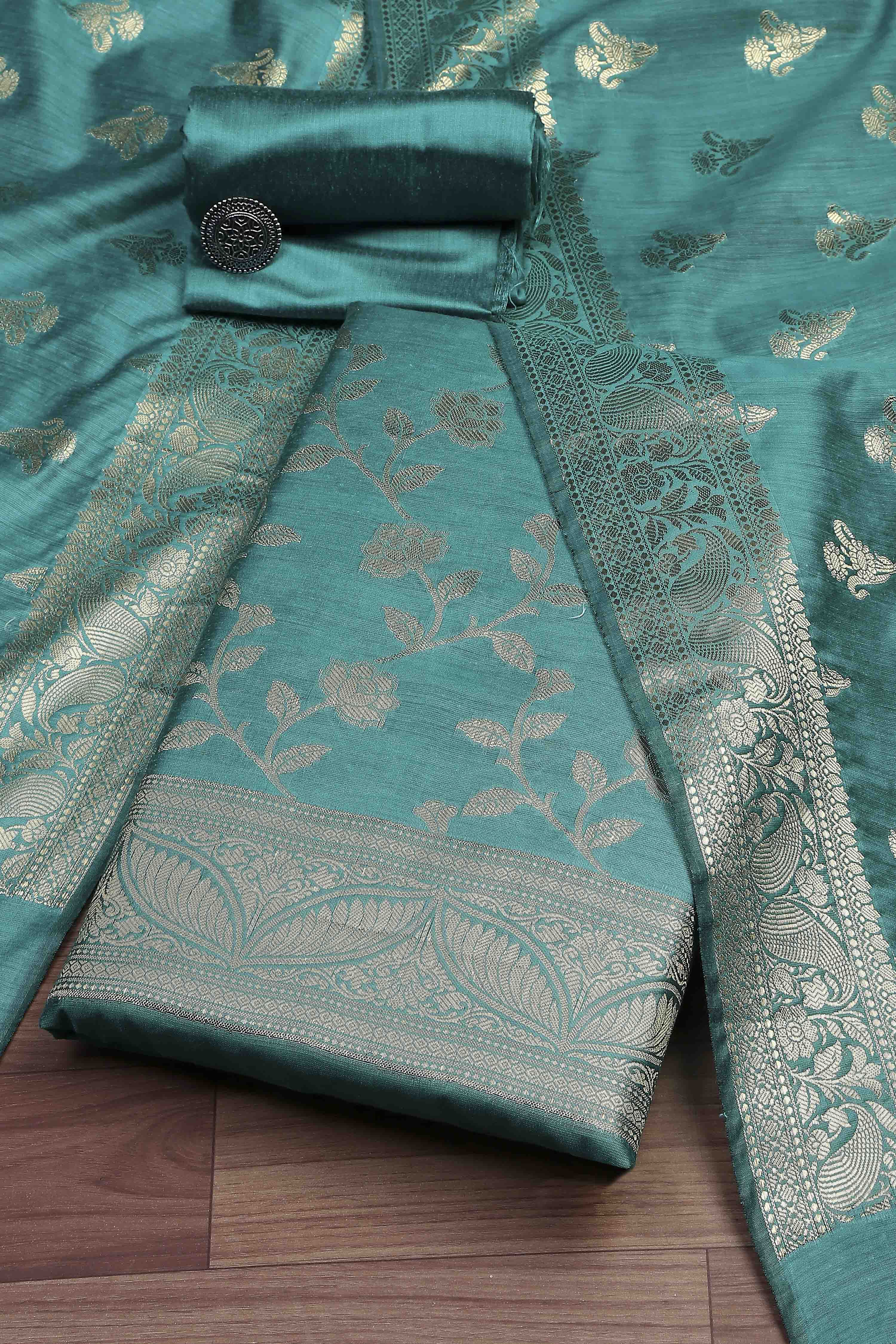 Maroon Cotton Printed Embroidered Unstitched Suit Set image number 0