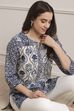 Indigo Cotton Straight Kurta image number 5