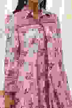 Peach-Colored Cotton  Floral Tiered Dress image number 1