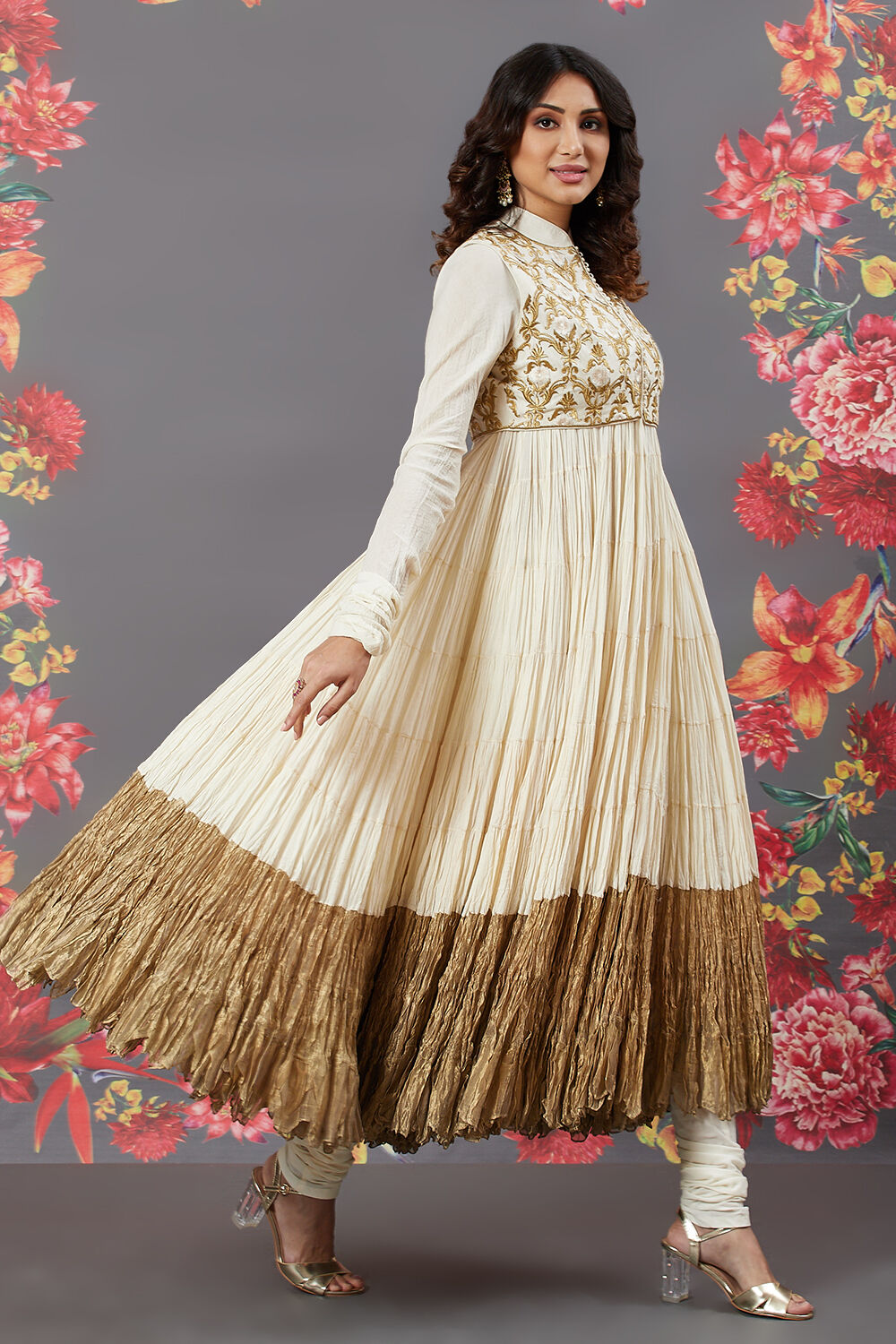 Rohit Bal Navy Blue Cotton Anarkali Solid Suit Set image number 6