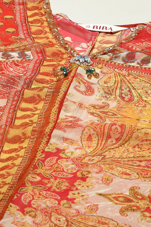 Yellow Printed Asymmetric Kurta & Palazzo Suit Set image number 1