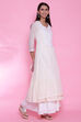 Off White Art Silk Cotton Chikankari Embroidered Kurta image number 4
