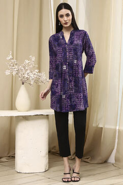 Indigo Blue Viscose Rayon Straight Printed Kurta image number 5