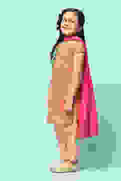 Peach Cotton Straight Printed Kurta Salwar Suit Set image number 5