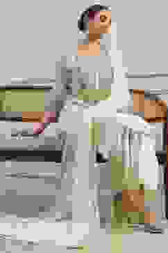 Off-White Embroidered Straight Suit Set image number 0