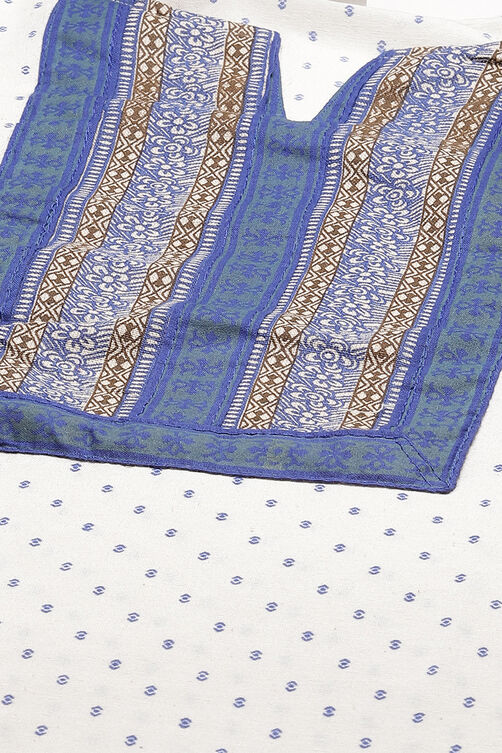Blue Cotton Unstitched Dress Material Suit Set image number 1