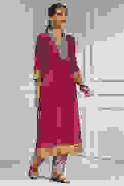 Maroon Cotton Modal Digital Print Unstitched Suit Set image number 6