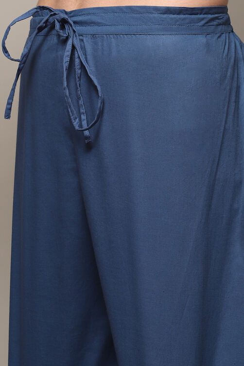Black Cotton Straight Kurta Palazzo Suit Set image number 2