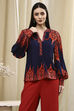 Blue Printed High-Low Top image number 5