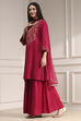 Navy Blue Embroidered Straight Suit Set image number 3