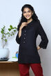 Black Cotton Flax Solid Kurti image number 4