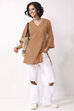 Mustard Cotton Straight Short Kurti image number 0